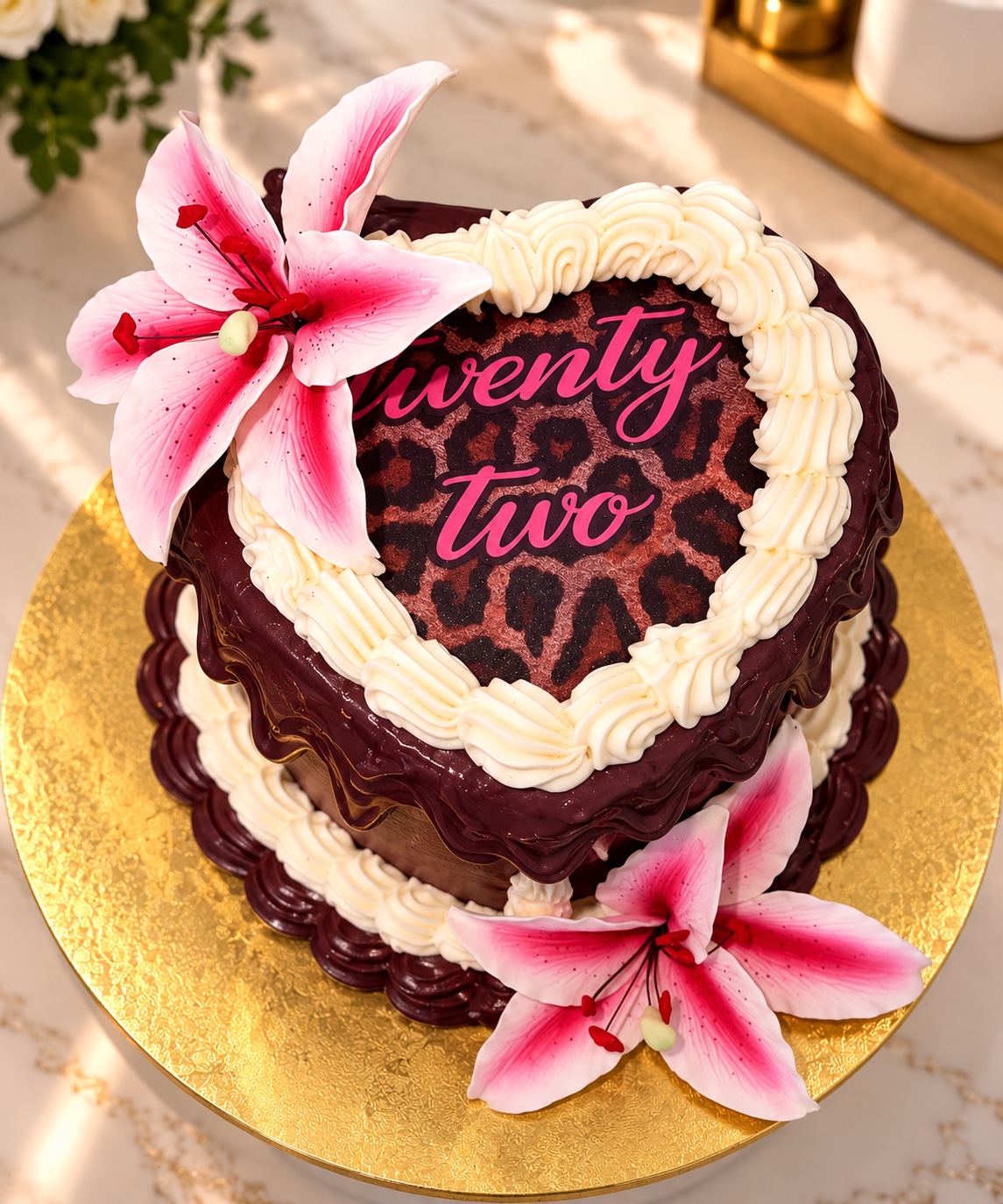 Floral Twenty-Two Heart Cake