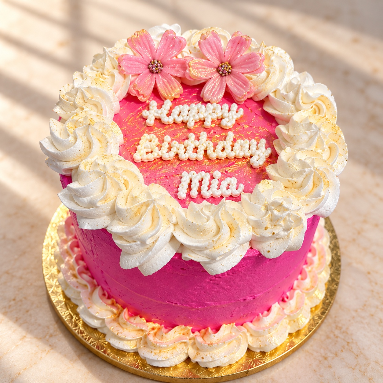 Pink and Gold Birthday Cake