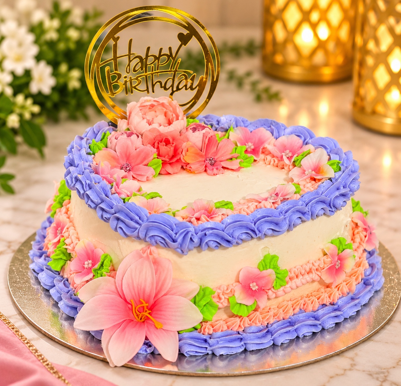 Pastel Floral Birthday Cake