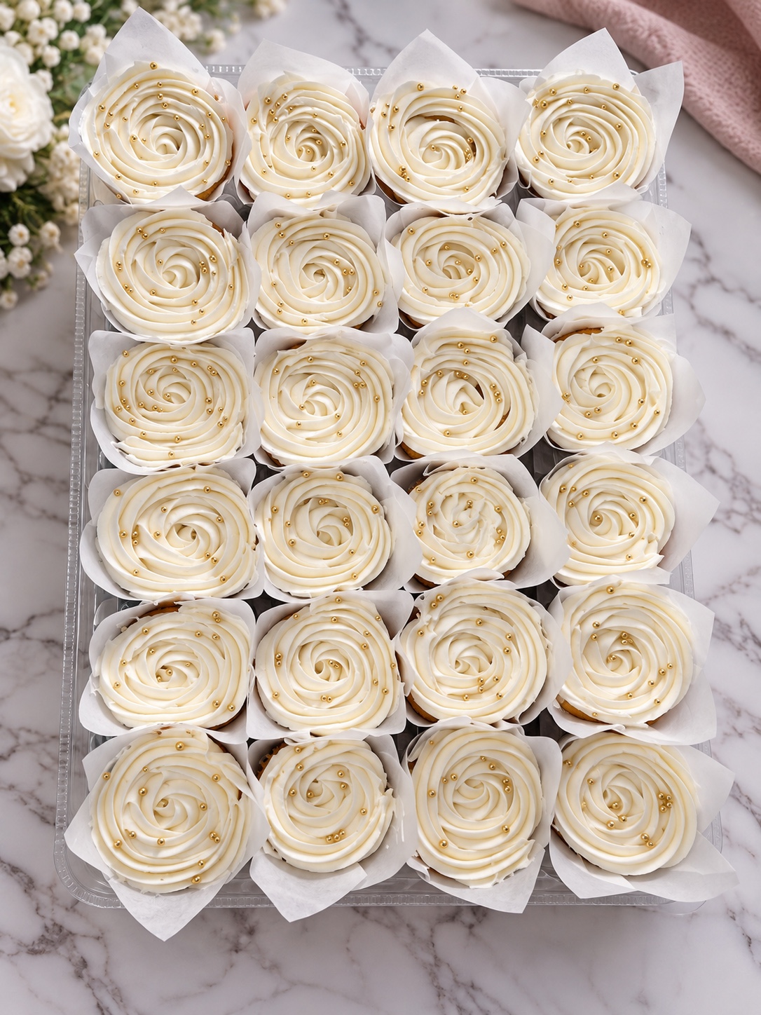 White and Gold Cupcakes