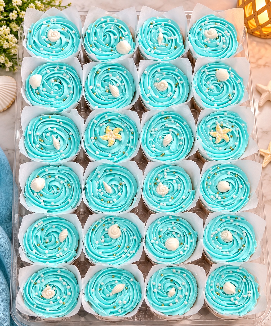Turquoise Rose Cupcakes